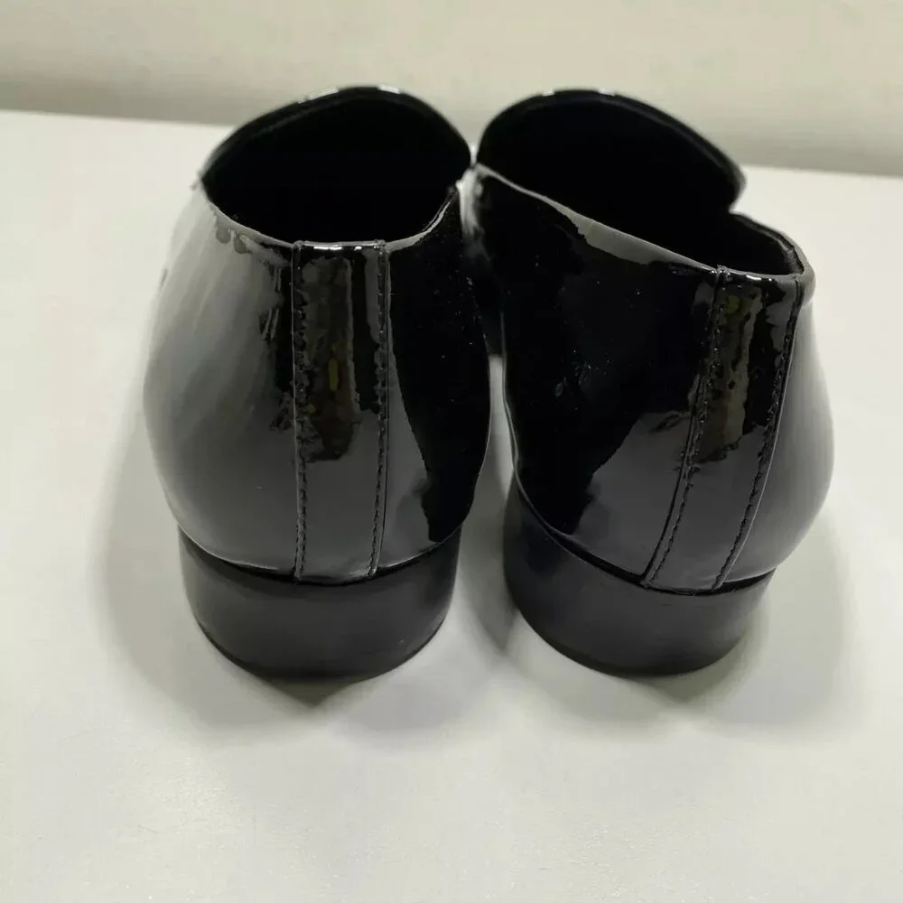 NEW MASSIMO DUTTI Mens Square Toe Loafers Size 7 Black Patent Leather